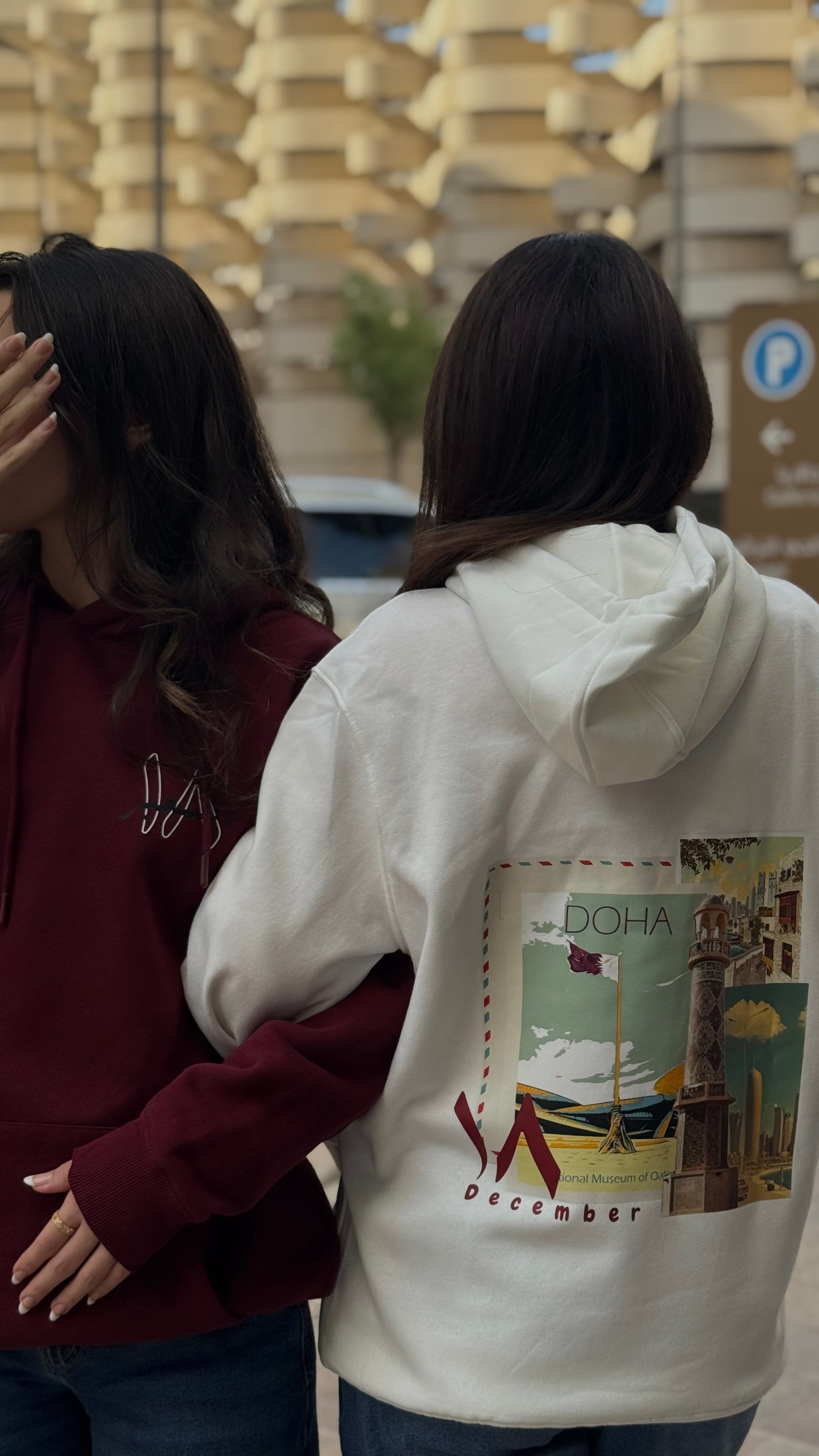 WHITE DOHA STICKERS HOODIE