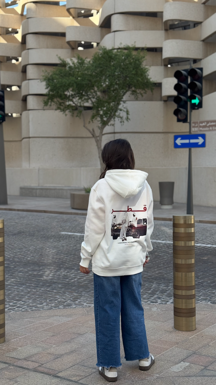 WHITE QATAR VINTAGE HOODIE
